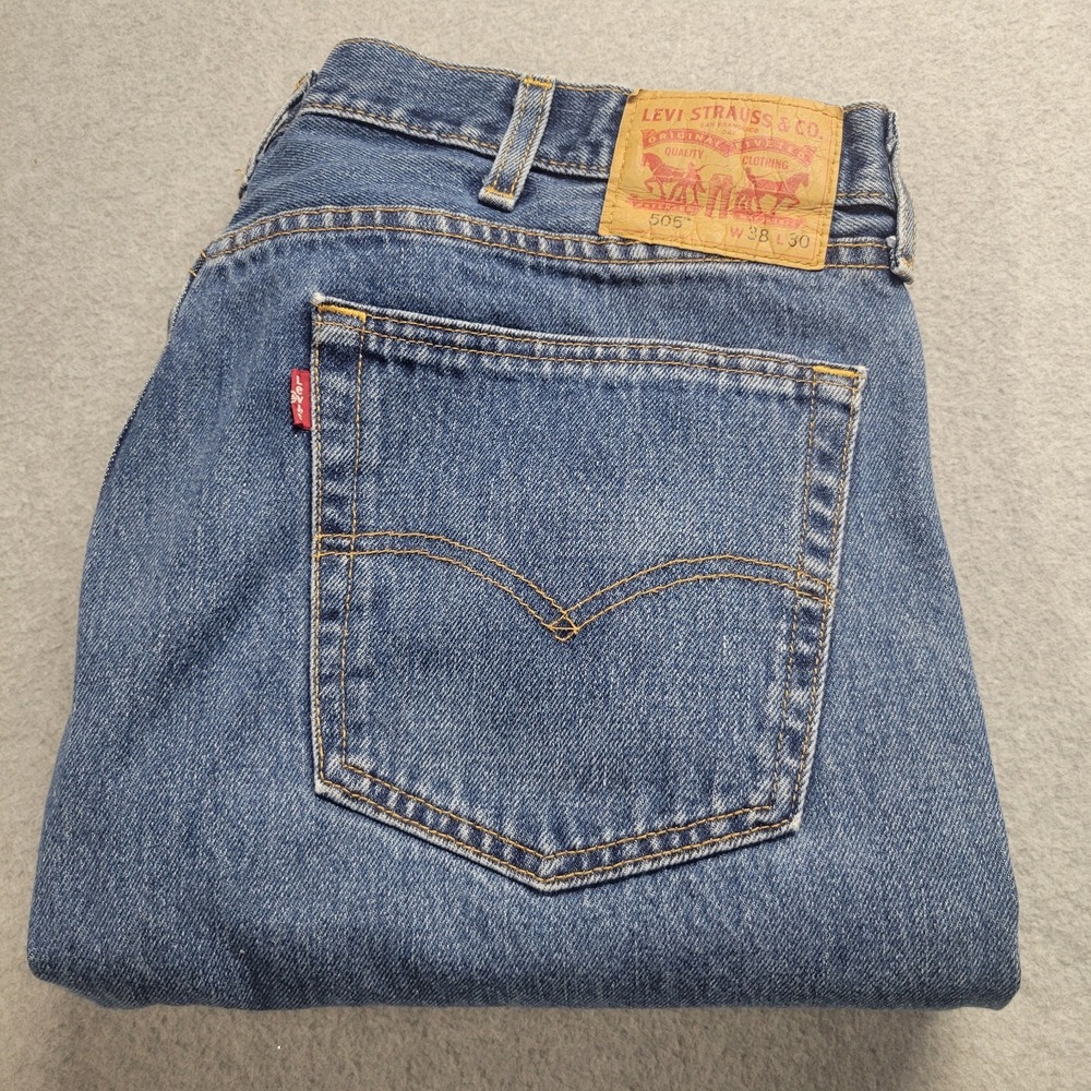 Levi's 505 Blue Denim Regular Men's Red Tab Straight Jeans Size‎ 38 X 30 Country